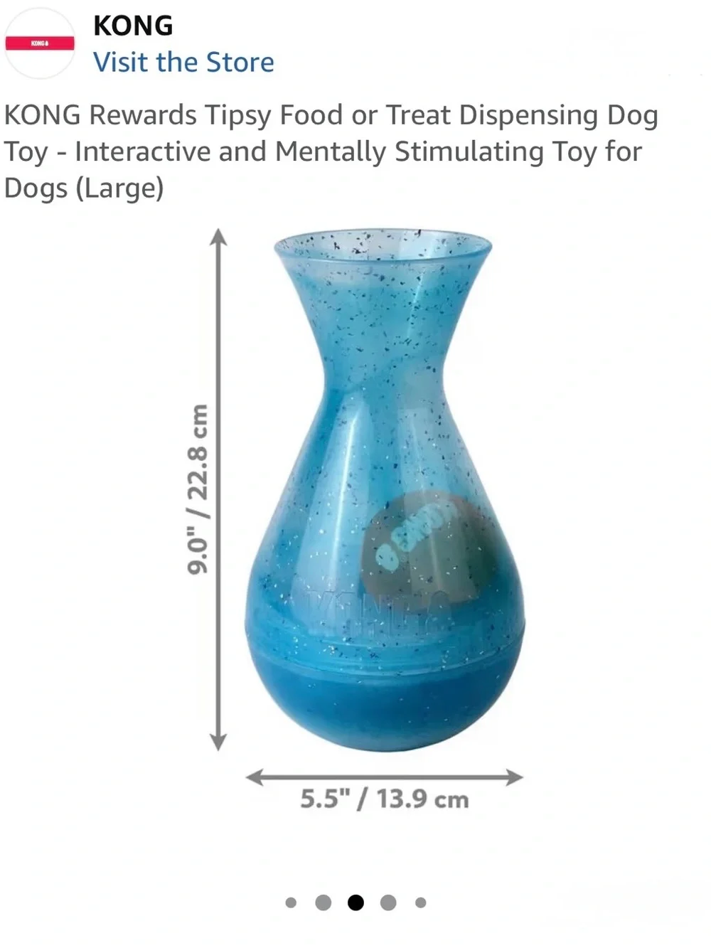 NWT Kong Blue Speckled Tipsy Treat-Dispensing Dog Toy